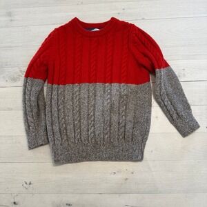 Mini Boden boys red grey knit‎ sweater 6/7